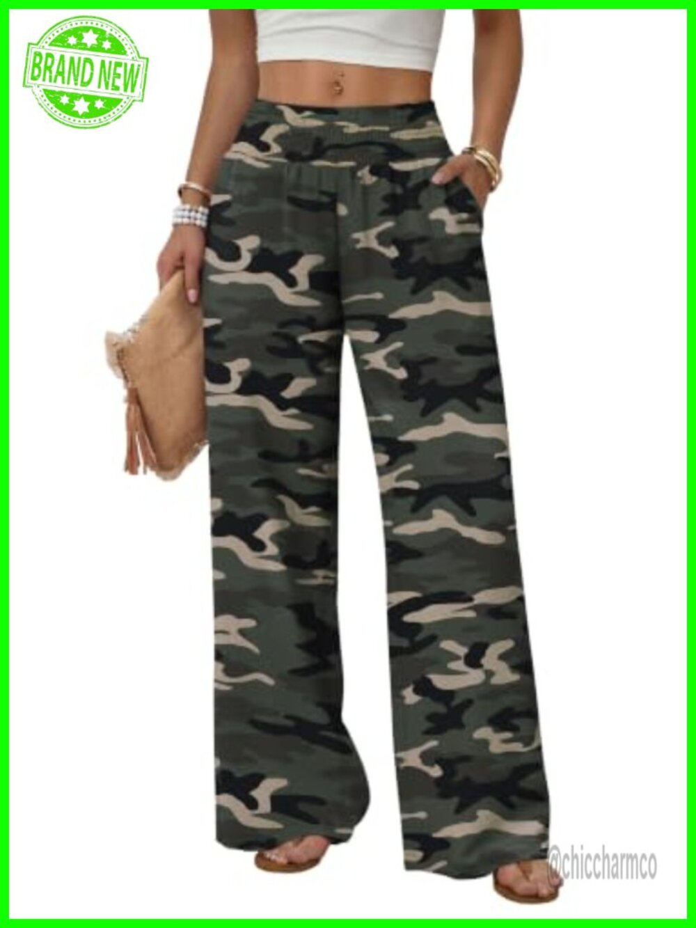 Wide Leg High Waist Trousers with Pockets Casual Lounge Work Pants